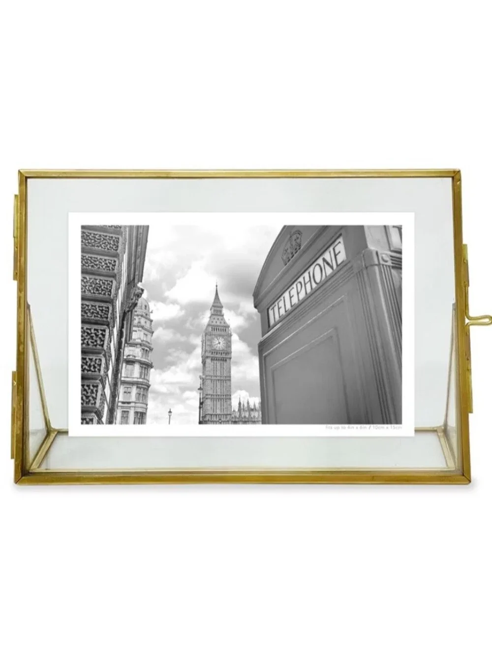 Isaac Jacobs 5x7 Antique Gold Vintage Brass & Glass Floating Picture Frame